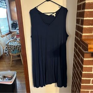 Terra & Sky navy blue v neck sleeveless dress